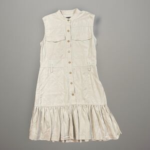 BANANA REPUBLIC Factory Cream Tencel Button Down Dress Size S Tall